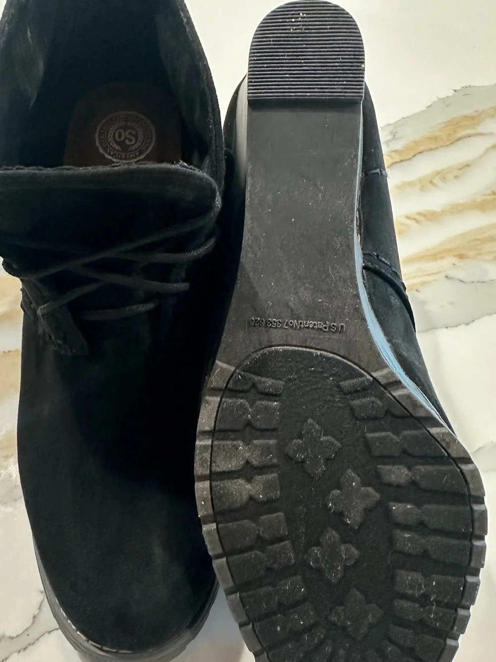 SO Black Lace-Up Wedge Ankle Booties